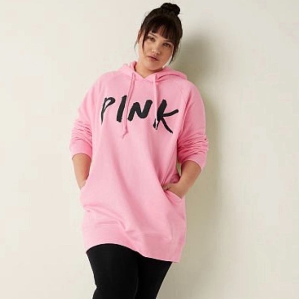 PINK 2021 Fleece Hoodie Sweatshirt Dress